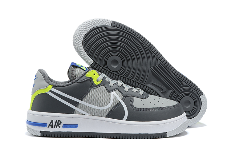 Men's Air Force 1 React Black/Grey Shoes 013